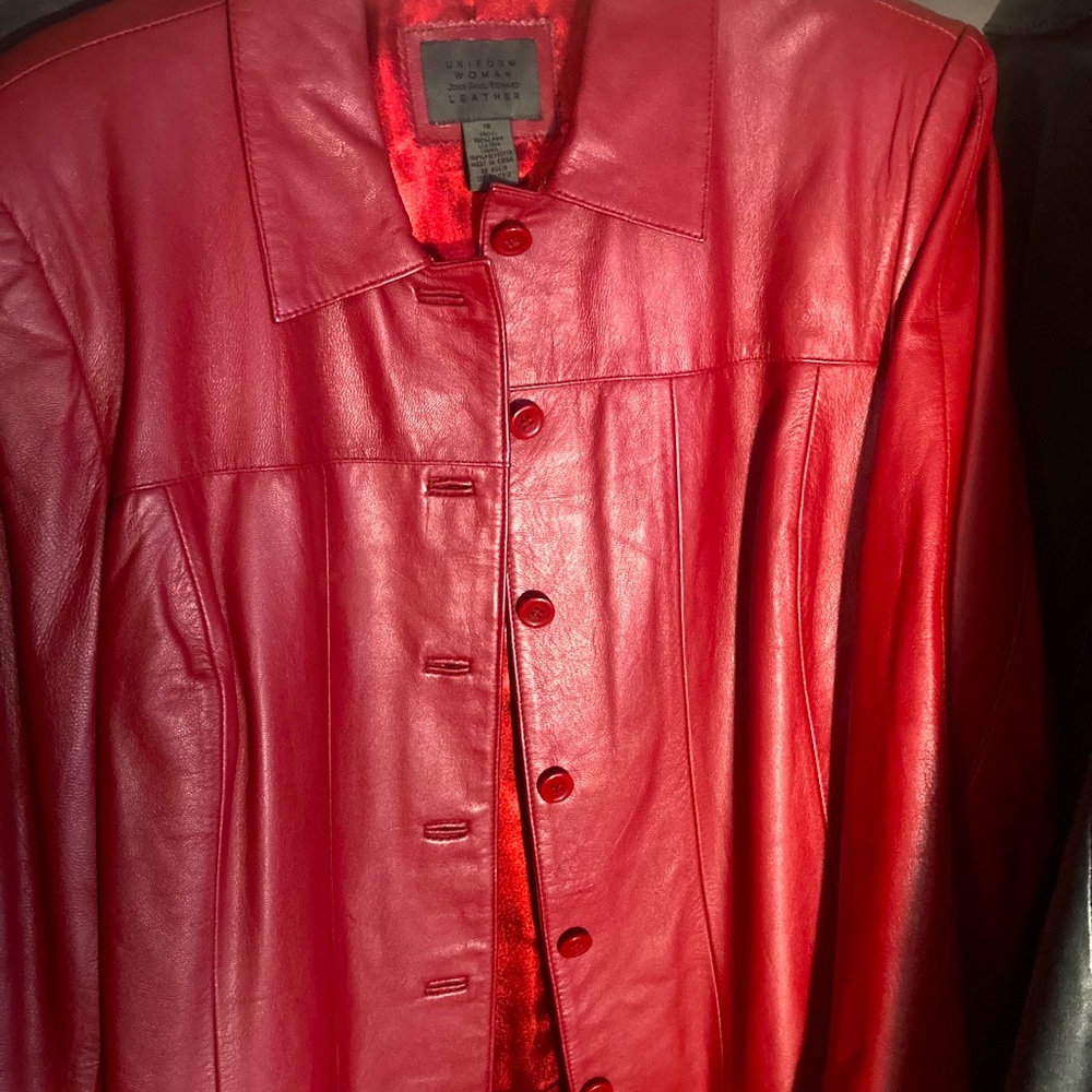 Red leather jacket